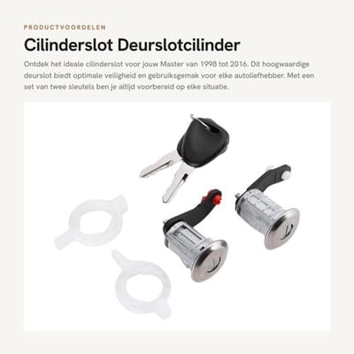 Cilinderslot Links/Rechts - Deurslotcilinderset - 2 Sleutels - Geschikt voor Master 1998-2016 - ABS Materiaal - Nieuw - Deurslot