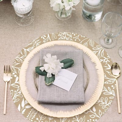 Placemats, rond, lentebladeren, wegwerp placemats rond 34 cm, tafeldecoratie voor Pasen, verjaardag, vakantie, feest