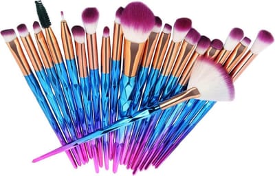 ***Diamond Make Up Kwastenset - 20 delig - Make Up Brush - Make Up Penselenset - Oogschaduw - Kwasten - Eenhoorn - Blauw/Paars - van Heble®***