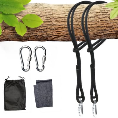 Dailygoods - Bevestigingsset voor schommel- en hangmat, all-inclusive set van 2, 150 cm hangmatriemen, inclusief karabijnhaken, D-ringen, opbergtas en boombeschermers