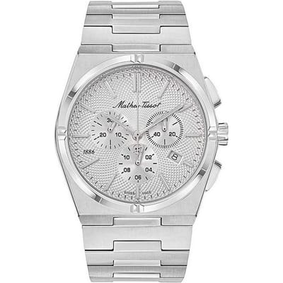 Mathey-Tissot Zeus Chrono Roestvrij Staal Zilveren Wijzerplaat Kwarts H118CHAS Herenhorloge zilver