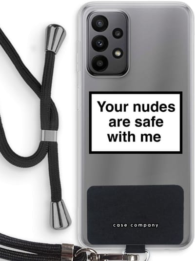 Hoesje met koord geschikt voor Samsung Galaxy A23 hoesje met Koord - Safe with me - Telefoonhoesje met Zwart Koord - Bescherming aan alle Kanten en Over de Schermrand