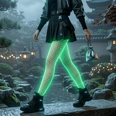 Bas résille phosphorescents Leggings résille lumineux Leggings alléchants Sculptants Bas résille blancs phosphorescents Asian One-size black