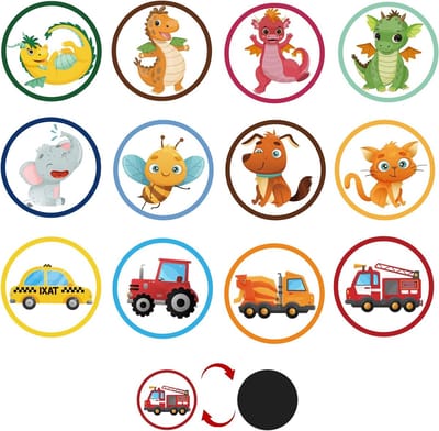 Kleurveranderende Potty Training Stickers voor Jongens en Meisjes - 24 Herbruikbare Stickers met Dinosaurus, Auto en Dier Motieven voor Zindelijkheidstraining