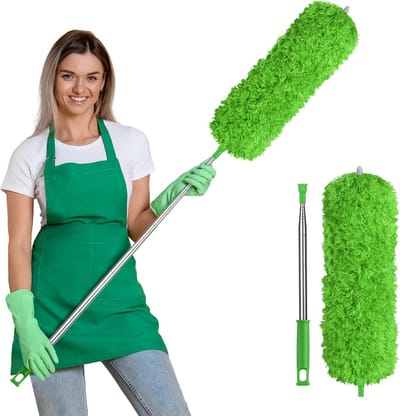 Verstelbare Stoffer - Plumeau - Hoge Oppervlakken Reinigen - Buigbare Microvezelkop - Tot 243 cm - Grijs