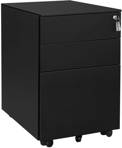 Nancy's Brookdale Ladeblok 3 Lades Zwart - Ladeblok Bureau 52 x 39 x 60 cm