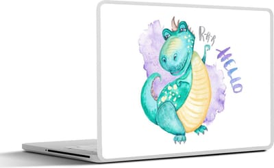 Laptop sticker - 17.3 inch - Dinosaurus - Kinderkamer - Groen - Jongens - Meisjes - Kinderen - 40x30cm - Laptopstickers - Laptop skin - Cover