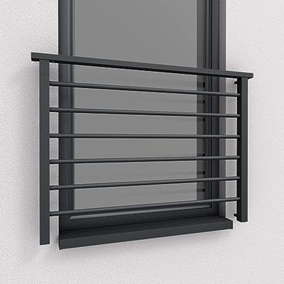 Frans Balkon Aluminium Staafhekwerk Antraciet Kleur Mat (120x100cm)