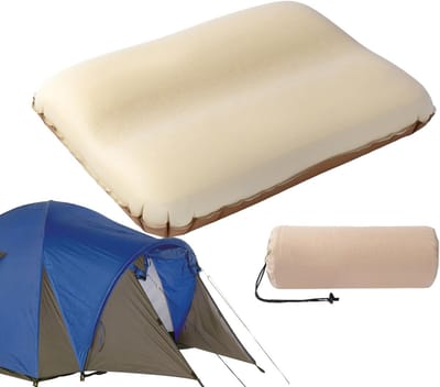 Opblaasbaar Kussen - Ergonomische Steun - Reizen Slapen Dutje - Zonder Handmatige Inflatie - Opvouwbaar Lichtgewicht - Koffie