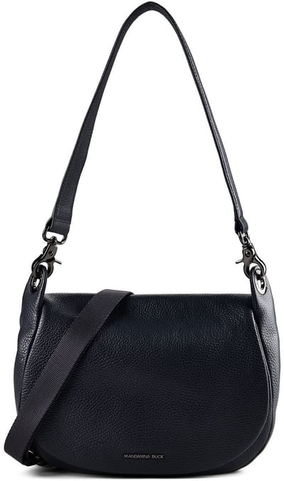 MANDARINA DUCK Leren schoudertas Mellow Leather Hunting Bag Dress Blue donkerblauw
