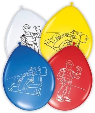 Folat race ballonnen - 8x stuks - latex - 28 cm - verjaardag - race thema - feestartikelen