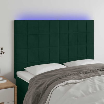vidaXL Hoofdbord LED 144x5x118/128 cm fluweel donkergroen