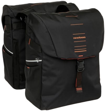 New Looxs ® Vigo Double - Dubbele Fietstas - Geschikt voor Elektrische Fietsen – Gerecycled Materiaal - 40 Liter – Zwart - Oranje