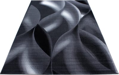 Modern laagpolig vloerkleed Plus - zwart 8008 - 120x170 cm