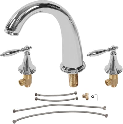 Dailygoods- Wastafelmengkraan Vintage - Koper - 3 Gaten - Hoge Drukbestendig - Dubbele Handgreep - Geen Druipen - Uitloophoogte 11,5 cm - Badkamerkraan