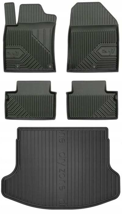 Frogum Voordeelset - Automatenset No.77 + Dry Zone Kofferbakmat - Geschikt voor Hyundai i30 III Fastback (vanaf 2017) - Met kofferbak-organizer - TPE Rubber - Geurloos - Zwart
