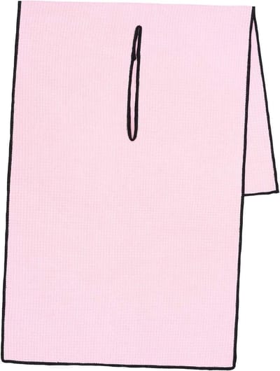Mile High Life | Pro Tour Caddy handdoek | 17" x 40" met 8" middensplit | Premium Microfiber wafeltextuur (roze/zwart)