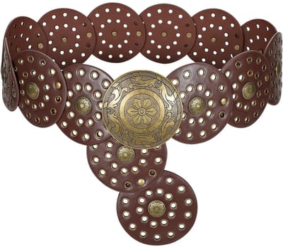 Dailygoods- Damesriem Leer - Brede Tailleriem - Vintage Westernriem - Verstelbaar - Decoratieve Conchoschijven - Hoog Draagcomfort