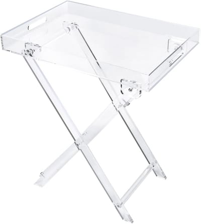 Inklapbare Transparante Acryl Serveertafel Vierkant - Stevige Drinktafel voor Bar en Keuken