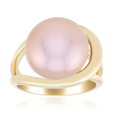 Cavill - Elegante ring van 925 Sterling Zilver met 12,5 mm Paarse Ming Parel - Verguld zilver - Luxe ronde parel ring dames - Uniek cadeau