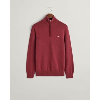 Gant Trui Casual Cotton Half Zip Rib Endings Plumped Red / male