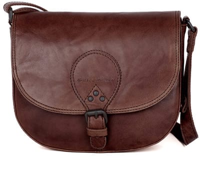 Leren Crossbodytas met klep - Nicolina - Donkerbruin