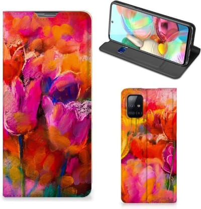 Bookcase Samsung Galaxy A71 Tulips