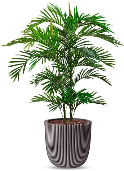 Kunstplant Arecapalm in Planter Ball groove antraciet H135 cm