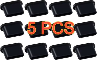 Type-C Siliconen Stofpluggen | Anti-Stof Beschermkap voor Oplaadpoort | Dust Plugs | Anti-Dust Protection Cap for Charging Port I Geschikt voor iPhone 15 Pro Max, 15 Plus, 16 - 16 Pro Max - 17 - 17 pro Max Samsung, Xiaomi - set van 5 - zwart
