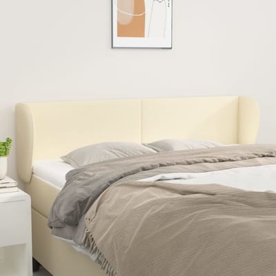 vidaXL - Hoofdbord - met - randen - 147x23x78/88 - cm - kunstleer - crèmekleurig