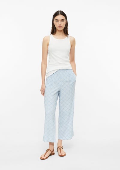 Hoog taille met patroon wijde broek met elastische taille voor dames s.Oliver