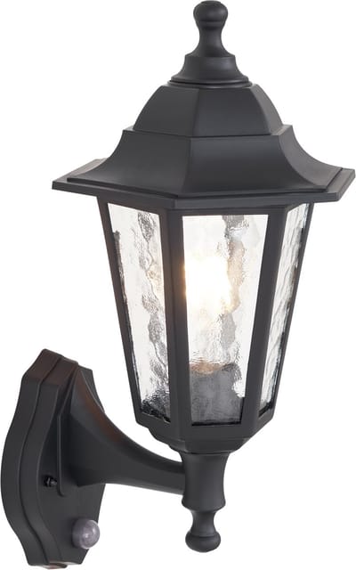 QAZQA new haven hammered - Klassieke Wand lantaarn voor buiten - 1 lichts - L 21 cm - Zwart - Buitenverlichting