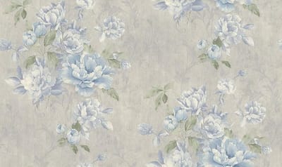 BLAUW BLOEMEN BEHANG DUBBELBREED 30565-3