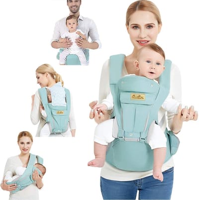 Ergonomische babydrager met puur katoen - voorkant en achterzijde kinderdrager - afneembare capuchon - zacht ademend - rugzakdrager - volledige bescherming - 0-48 maanden