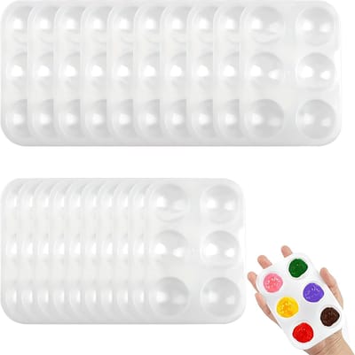 Mengpaletten Kunststof - Schilderpaletten Set - Kleuren Mengen - 20 Stuks Met 6 Wells - 88 x 125 cm - Wit