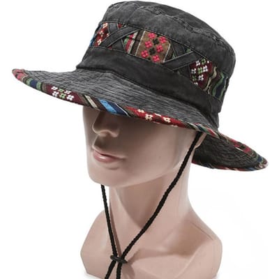 Vintage Verfomfaaide Mode Denim Vissershoed Voor Mannen, Eenvoudige Gewassen En Verweerde Bucket Hat, Zomerse Buiten Zonnehoed Bucket Hat Voor Vissen En Wandelen black