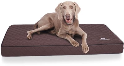 Knuffelwuff orthopedische hondenmat Juna van laser-gewatteerd kunstleer L 78x65cm bruin