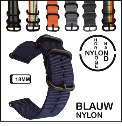 18mm Horlogeband Blauw  - Vintage Strap James Bond - Nato Strap collectie - Horlogebanden - 18 mm bandbreedte voor oa. Seiko Rolex Omega Casio en Citizen - Pushpin Quick release