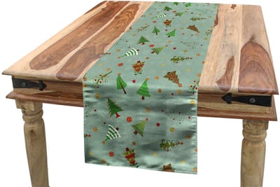 ABAKUHAUS Tafelloper – Feestdagen Boom-Motief – 40×180 cm – veelkleurig