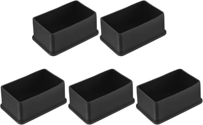 5x Vierkante PVC Stoelpootdoppen Zwart - Krasvrije Bescherming voor Hardhouten Vloeren