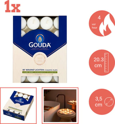 Gouda - Waxinelicht - 60 stuks per verpakking - Doos - Voordeelverpakking - 60 stuks - 1 verpakkingen