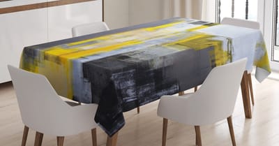 New Bed Geel en Grijs Abstracte Kunst Ontwerp Rechthoekig tafelkleed voor eetkamer en keuken, zeer duurzaam 140 cm B x 240 cm L