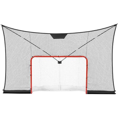 Ensemble de filet de hockey pour but et protection arrière, 366x213 cm Filet de hockey durable avec couverture étendue, Ensemble d'accessoires d'entraînement complets légers et portables,