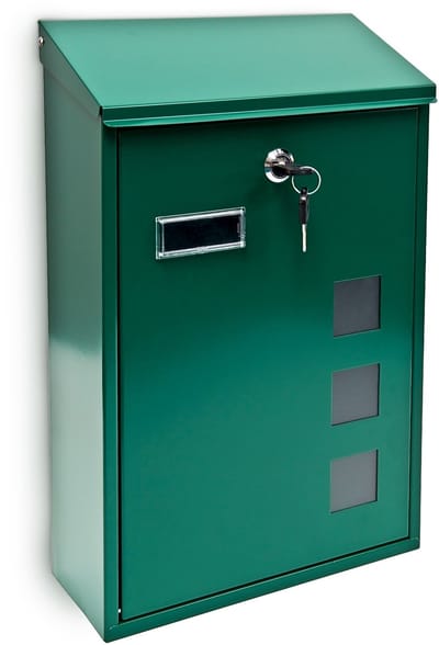 brievenbus muur - metaal - 40 x 25 x 10 cm - klein - met slot - modern - groen