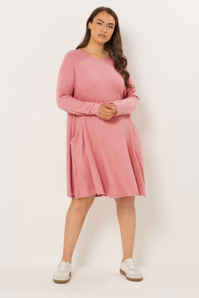 Yours Oranje Gedrapeerde Jurk Met Zakken Size 46