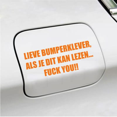 Bumpersticker - Lieve Bumperklever - 6 X 14,8 - Oranje