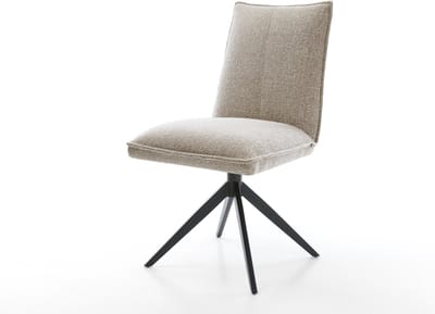 Eetkamerstoel Lelio-Flex kruisframe breed zwart geweven stof beige 360° draaibaar rocker-functie pocketveer kern