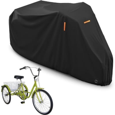 210D Driewielerhoes voor volwassenen - Opberghoes voor driewielers en fietsen voor buiten - Zwarte stofwerende fietshoes - Geschikt voor mountainbikes en racefietsen - Stof- en winddicht - 190 x 76 x 112 cm