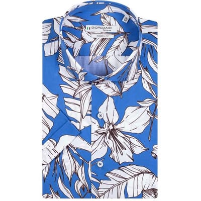 Giordano Overhemd Retro Flowers Cutaway Collar Cobalt / male