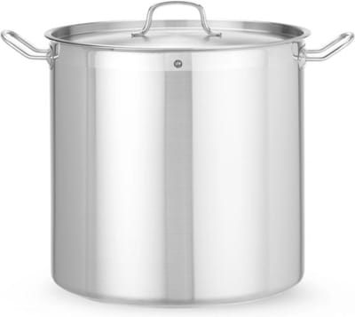 HENDI Hoge kookpan met deksel – 37L – inductiegeschikt – koelblijvende handgrepen – roestvrij staal/aluminium